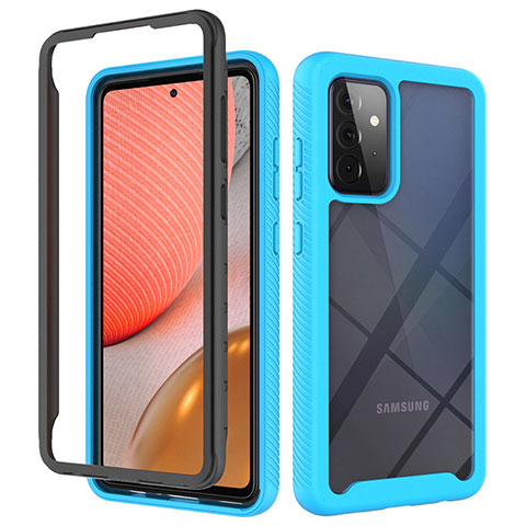 Carcasa Bumper Funda Silicona Transparente 360 Grados JX2 para Samsung Galaxy A72 4G Azul Cielo