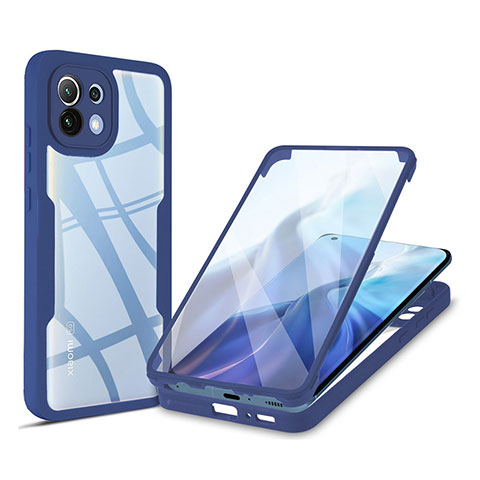 Carcasa Bumper Funda Silicona Transparente 360 Grados M01 para Xiaomi Mi 11 Lite 4G Azul