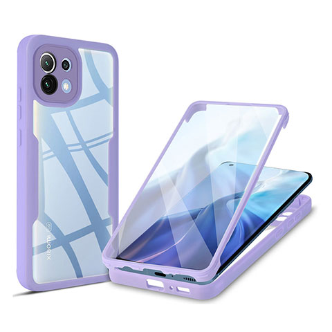 Carcasa Bumper Funda Silicona Transparente 360 Grados M01 para Xiaomi Mi 11 Lite 4G Morado