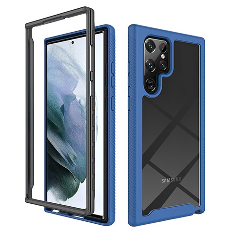 Carcasa Bumper Funda Silicona Transparente 360 Grados M02 para Samsung Galaxy S23 Ultra 5G Azul