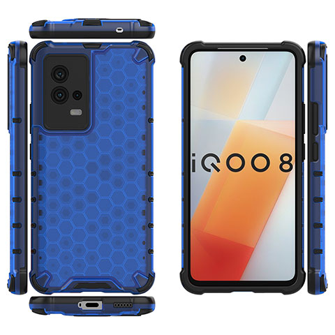 Carcasa Bumper Funda Silicona Transparente 360 Grados M03 para Vivo iQOO 8 5G Azul