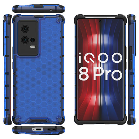 Carcasa Bumper Funda Silicona Transparente 360 Grados M03 para Vivo iQOO 8 Pro 5G Azul