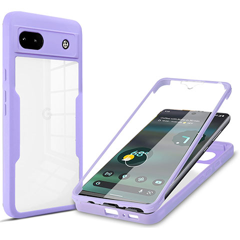 Carcasa Bumper Funda Silicona Transparente 360 Grados MJ1 para Google Pixel 6a 5G Morado