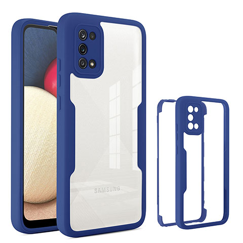 Carcasa Bumper Funda Silicona Transparente 360 Grados MJ1 para Samsung Galaxy A02s Azul