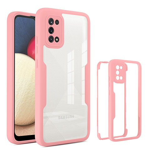 Carcasa Bumper Funda Silicona Transparente 360 Grados MJ1 para Samsung Galaxy A03s Oro Rosa