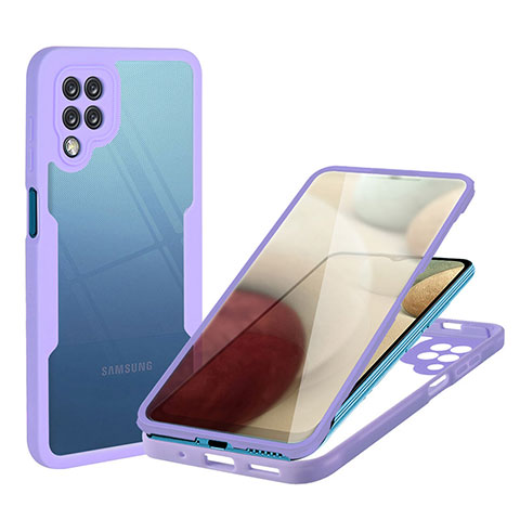 Carcasa Bumper Funda Silicona Transparente 360 Grados MJ1 para Samsung Galaxy A12 Morado