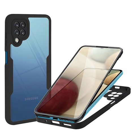 Carcasa Bumper Funda Silicona Transparente 360 Grados MJ1 para Samsung Galaxy A12 Negro