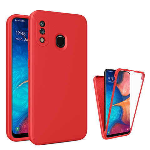 Carcasa Bumper Funda Silicona Transparente 360 Grados MJ1 para Samsung Galaxy A30 Rojo