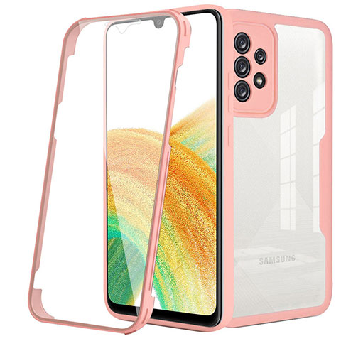 Carcasa Bumper Funda Silicona Transparente 360 Grados MJ1 para Samsung Galaxy A33 5G Oro Rosa