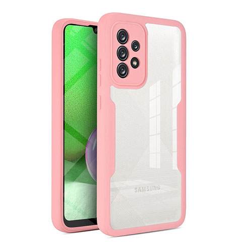 Carcasa Bumper Funda Silicona Transparente 360 Grados MJ1 para Samsung Galaxy A52 4G Oro Rosa