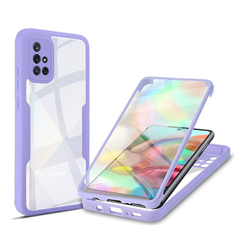 Carcasa Bumper Funda Silicona Transparente 360 Grados MJ1 para Samsung Galaxy A71 4G A715 Morado