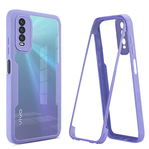 Carcasa Bumper Funda Silicona Transparente 360 Grados MJ1 para Vivo Y11s Morado