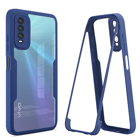 Carcasa Bumper Funda Silicona Transparente 360 Grados MJ1 para Vivo Y20 Azul