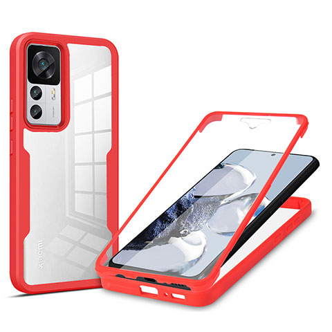 Carcasa Bumper Funda Silicona Transparente 360 Grados MJ1 para Xiaomi Mi 12T Pro 5G Rojo