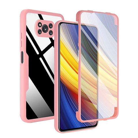 Carcasa Bumper Funda Silicona Transparente 360 Grados MJ1 para Xiaomi Poco X3 NFC Oro Rosa