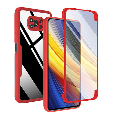 Carcasa Bumper Funda Silicona Transparente 360 Grados MJ1 para Xiaomi Poco X3 NFC Rojo