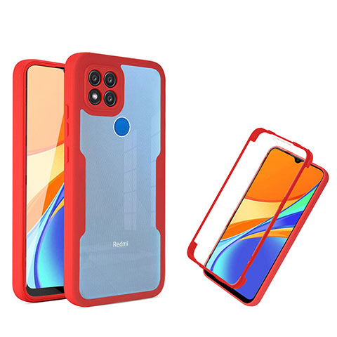 Carcasa Bumper Funda Silicona Transparente 360 Grados MJ1 para Xiaomi Redmi 9C NFC Rojo