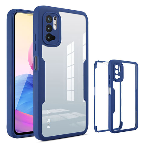 Carcasa Bumper Funda Silicona Transparente 360 Grados MJ1 para Xiaomi Redmi Note 10 5G Azul