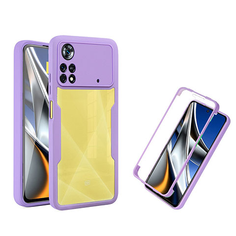 Carcasa Bumper Funda Silicona Transparente 360 Grados MJ1 para Xiaomi Redmi Note 11E Pro 5G Morado