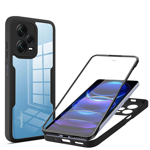 Carcasa Bumper Funda Silicona Transparente 360 Grados MJ1 para Xiaomi Redmi Note 12 Pro+ Plus 5G Negro