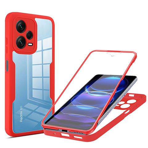 Carcasa Bumper Funda Silicona Transparente 360 Grados MJ1 para Xiaomi Redmi Note 12 Pro+ Plus 5G Rojo