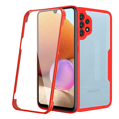 Carcasa Bumper Funda Silicona Transparente 360 Grados MJ2 para Samsung Galaxy A32 5G Rojo