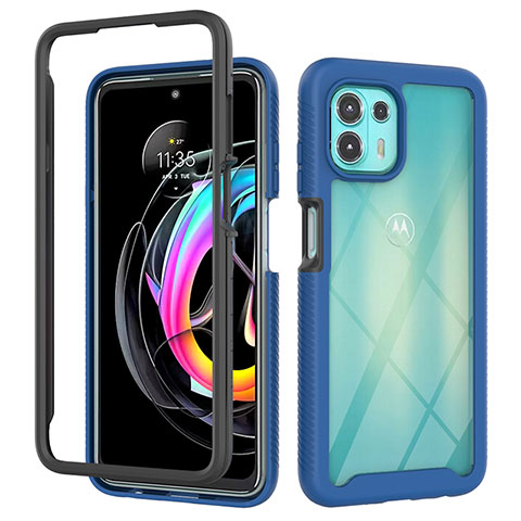 Carcasa Bumper Funda Silicona Transparente 360 Grados para Motorola Moto Edge 20 Lite 5G Azul