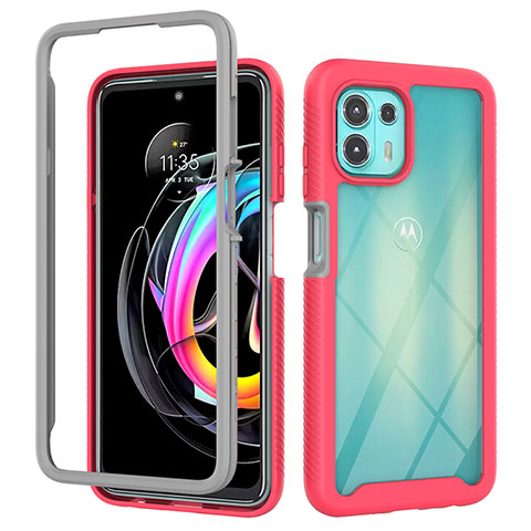 Carcasa Bumper Funda Silicona Transparente 360 Grados para Motorola Moto Edge 20 Lite 5G Rosa Roja