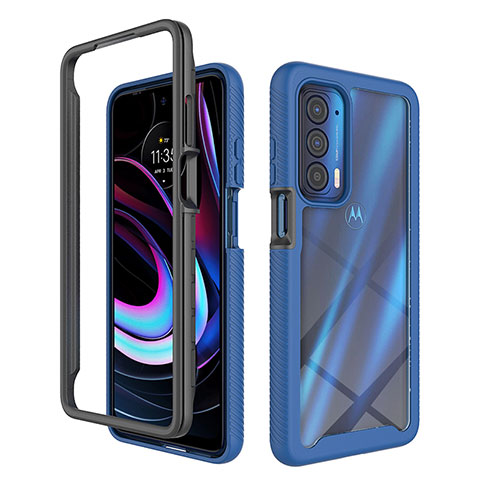 Carcasa Bumper Funda Silicona Transparente 360 Grados para Motorola Moto Edge (2021) 5G Azul