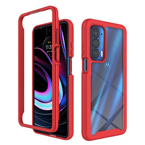 Carcasa Bumper Funda Silicona Transparente 360 Grados para Motorola Moto Edge (2021) 5G Rojo