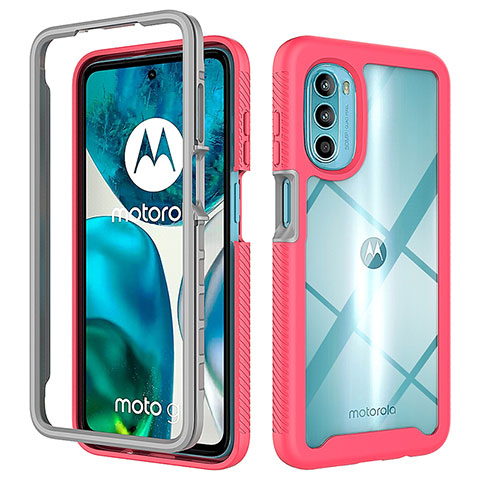 Carcasa Bumper Funda Silicona Transparente 360 Grados para Motorola Moto Edge (2022) 5G Rosa Roja