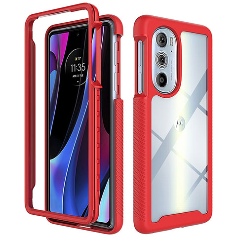 Carcasa Bumper Funda Silicona Transparente 360 Grados para Motorola Moto Edge 30 Pro 5G Rojo