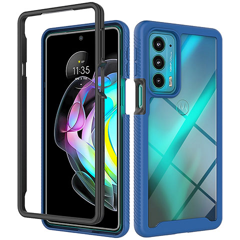 Carcasa Bumper Funda Silicona Transparente 360 Grados para Motorola Moto Edge Lite 5G Azul