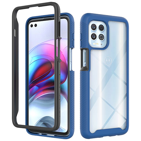 Carcasa Bumper Funda Silicona Transparente 360 Grados para Motorola Moto Edge S 5G Azul