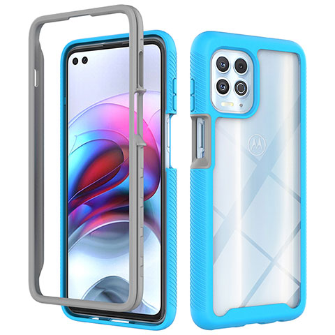 Carcasa Bumper Funda Silicona Transparente 360 Grados para Motorola Moto Edge S 5G Cian