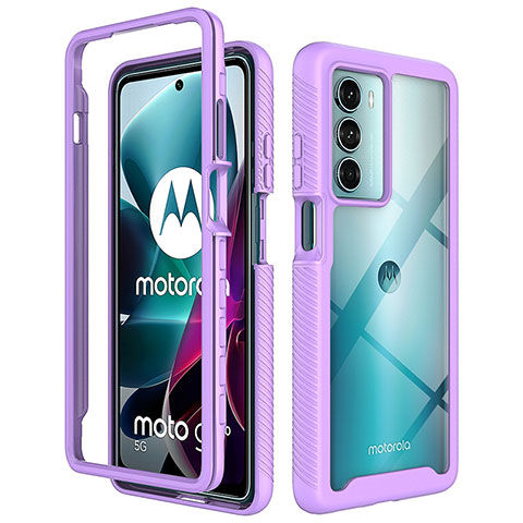 Carcasa Bumper Funda Silicona Transparente 360 Grados para Motorola Moto Edge S30 5G Morado