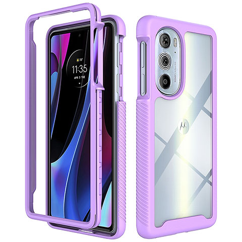 Carcasa Bumper Funda Silicona Transparente 360 Grados para Motorola Moto Edge X30 5G Morado