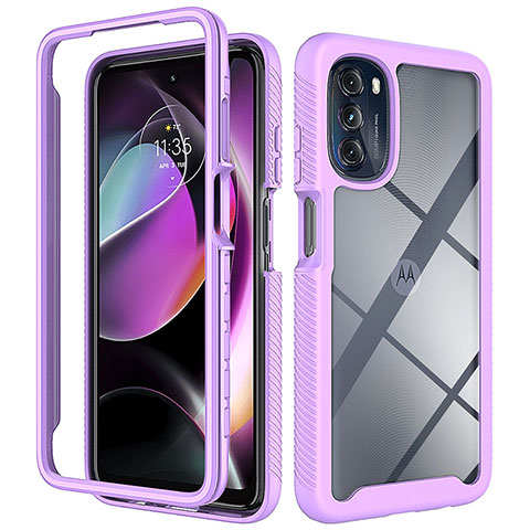 Carcasa Bumper Funda Silicona Transparente 360 Grados para Motorola Moto G 5G (2022) Morado