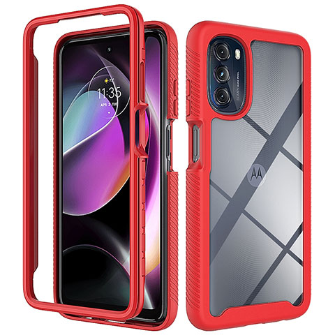 Carcasa Bumper Funda Silicona Transparente 360 Grados para Motorola Moto G 5G (2022) Rojo