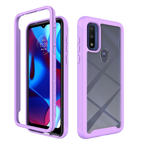 Carcasa Bumper Funda Silicona Transparente 360 Grados para Motorola Moto G Pure Morado