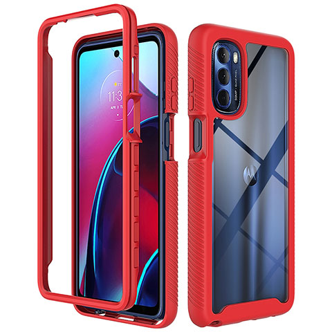 Carcasa Bumper Funda Silicona Transparente 360 Grados para Motorola Moto G Stylus (2022) 4G Rojo