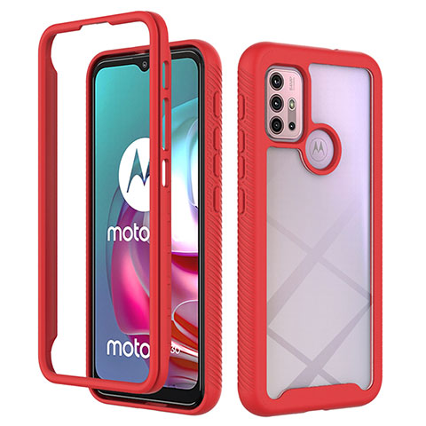 Carcasa Bumper Funda Silicona Transparente 360 Grados para Motorola Moto G10 Power Rojo