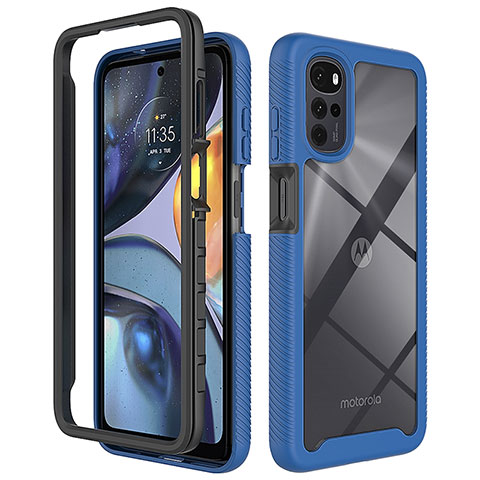 Carcasa Bumper Funda Silicona Transparente 360 Grados para Motorola Moto G22 Azul