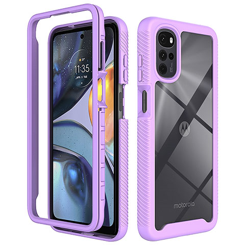 Carcasa Bumper Funda Silicona Transparente 360 Grados para Motorola Moto G22 Morado