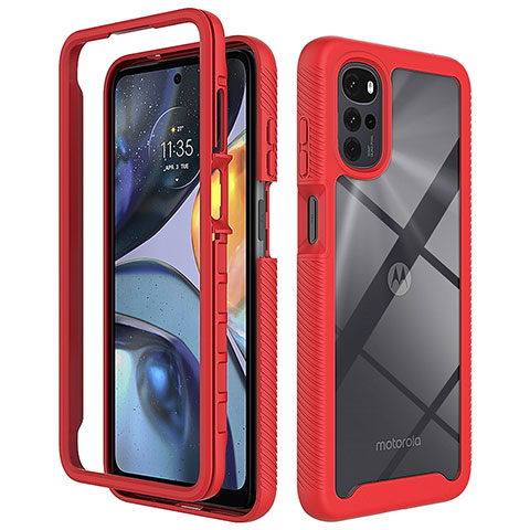 Carcasa Bumper Funda Silicona Transparente 360 Grados para Motorola Moto G22 Rojo