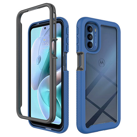 Carcasa Bumper Funda Silicona Transparente 360 Grados para Motorola Moto G31 Azul