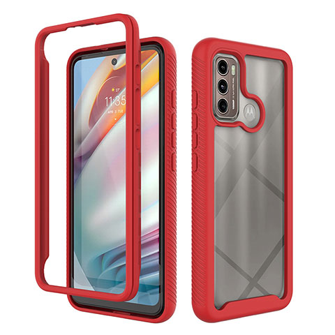 Carcasa Bumper Funda Silicona Transparente 360 Grados para Motorola Moto G40 Fusion Rojo