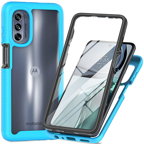 Carcasa Bumper Funda Silicona Transparente 360 Grados para Motorola Moto G62 5G Cian