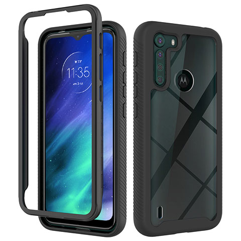 Carcasa Bumper Funda Silicona Transparente 360 Grados para Motorola Moto One Fusion Negro