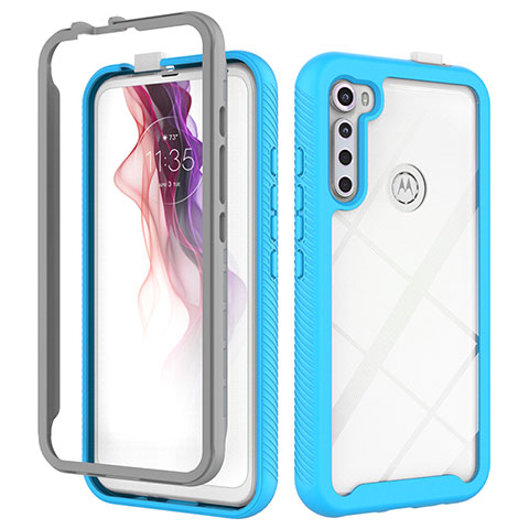 Carcasa Bumper Funda Silicona Transparente 360 Grados para Motorola Moto One Fusion Plus Cian